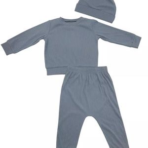 CHICKPEA Baby Boys Ribbed Shirt, Joggers and Hat, 3 Piece Set